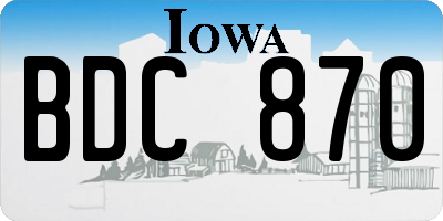 IA license plate BDC870