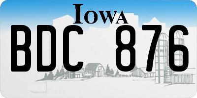 IA license plate BDC876