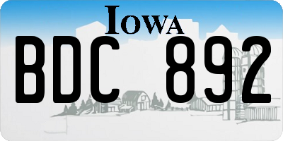 IA license plate BDC892