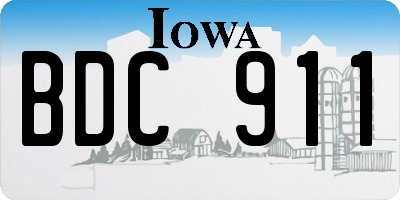IA license plate BDC911