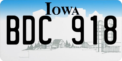 IA license plate BDC918