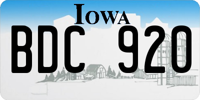 IA license plate BDC920