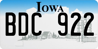 IA license plate BDC922