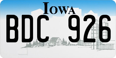 IA license plate BDC926