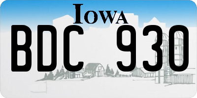 IA license plate BDC930