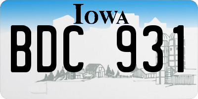 IA license plate BDC931