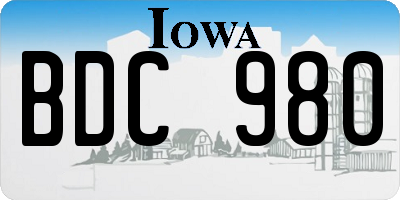 IA license plate BDC980