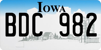 IA license plate BDC982