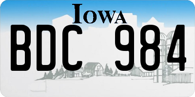 IA license plate BDC984