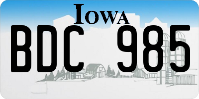 IA license plate BDC985