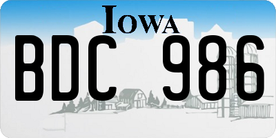 IA license plate BDC986