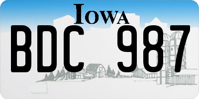 IA license plate BDC987