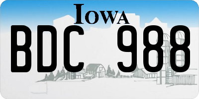 IA license plate BDC988