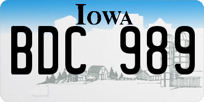 IA license plate BDC989
