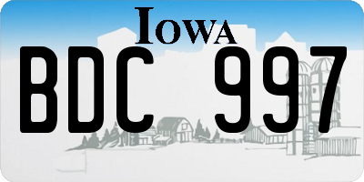 IA license plate BDC997