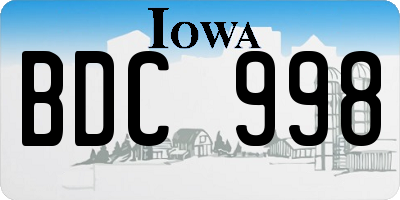 IA license plate BDC998
