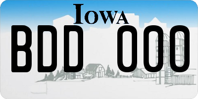IA license plate BDD000