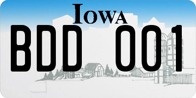 IA license plate BDD001