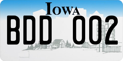 IA license plate BDD002