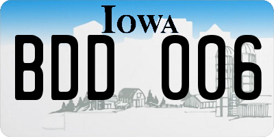 IA license plate BDD006