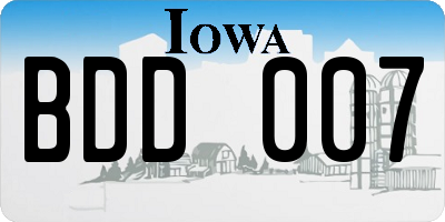 IA license plate BDD007