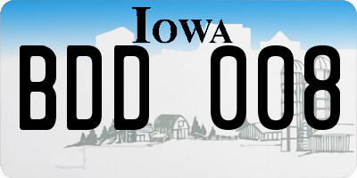 IA license plate BDD008