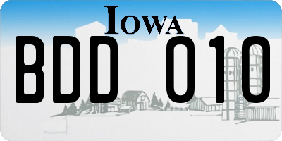 IA license plate BDD010