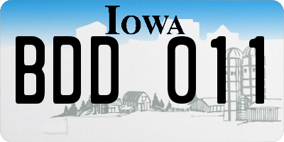 IA license plate BDD011