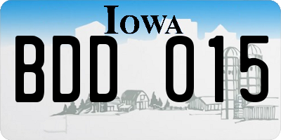 IA license plate BDD015