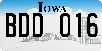 IA license plate BDD016