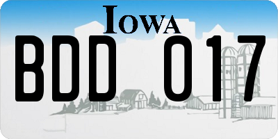 IA license plate BDD017
