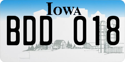 IA license plate BDD018