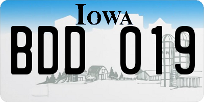 IA license plate BDD019