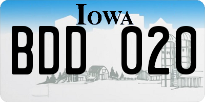 IA license plate BDD020