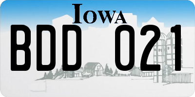 IA license plate BDD021