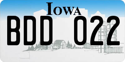 IA license plate BDD022