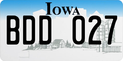 IA license plate BDD027