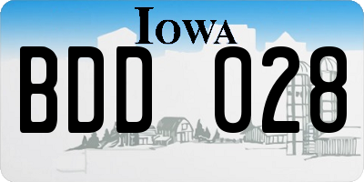 IA license plate BDD028
