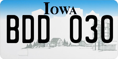 IA license plate BDD030