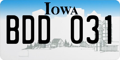 IA license plate BDD031