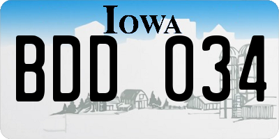 IA license plate BDD034