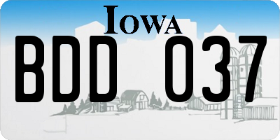 IA license plate BDD037