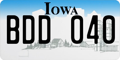 IA license plate BDD040