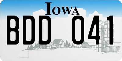 IA license plate BDD041
