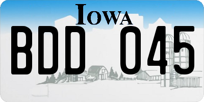 IA license plate BDD045