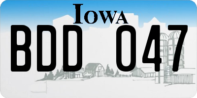 IA license plate BDD047