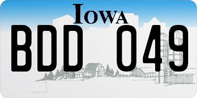 IA license plate BDD049