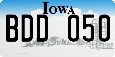 IA license plate BDD050