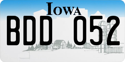 IA license plate BDD052