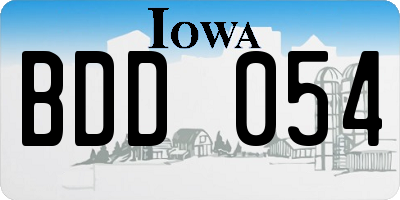 IA license plate BDD054